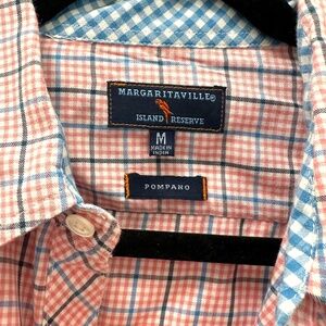 Margaritaville Button Down Polo Shirt Mens Medium Pompano Pink